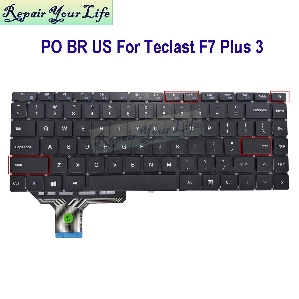 PT-BR Brazil US English Keyboard Brazil For Teclast F7 Plus 3 III 93-149 Brazilian Portuguese Backlight MB3081006 YXT-NB93-149