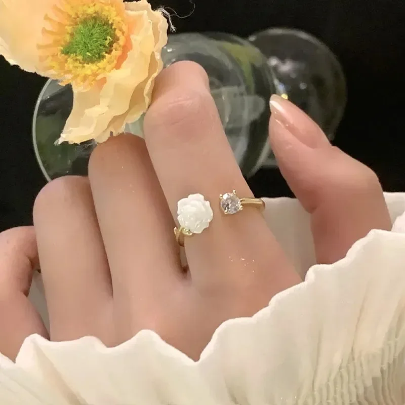 Fashion rose ring Romantic Zircon Lady Princess Finger Ring girl wedding jewelry gift