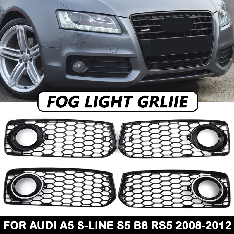 

Honeycomb Mesh Hex Car Front Bumper Fog Light Lamp Grille Grill Cover For Audi A5 S-Line S5 B8 RS5 2008 2009 2010 2011 2012 Tool