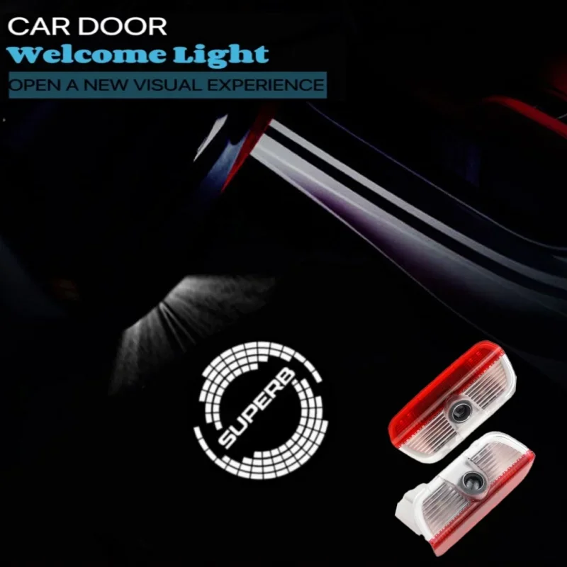 

LED Car Door Lights Bulb Welcome For Skoda Superb 2 MK2 Superb 3 2009-2023 2024 Projector Courtesy Ghost Shadow Lamp Accessorie