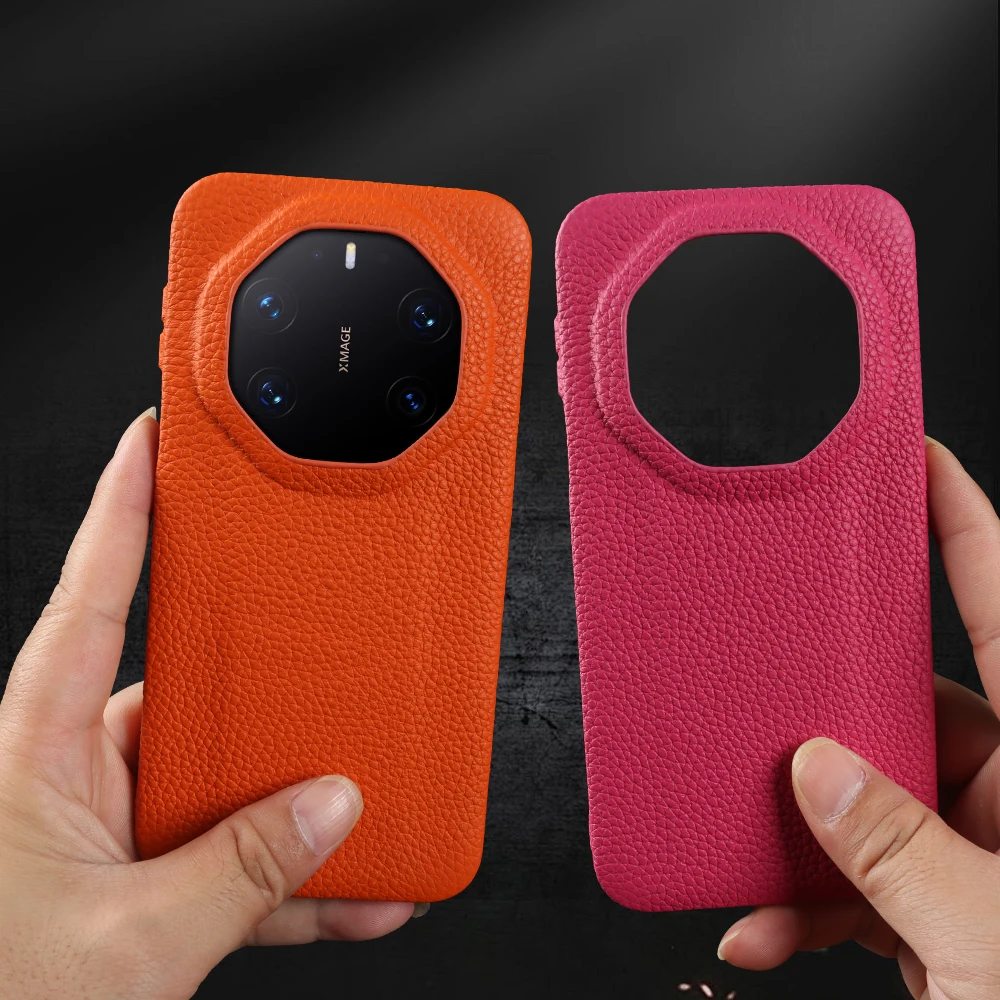 

Lychee Genuine Real Leather Case For Huawei Mate 80 RS Pro Max 60 50 Pura 80 Ultra 70 Pro Plus Phone Case Back Cover Coque Funda