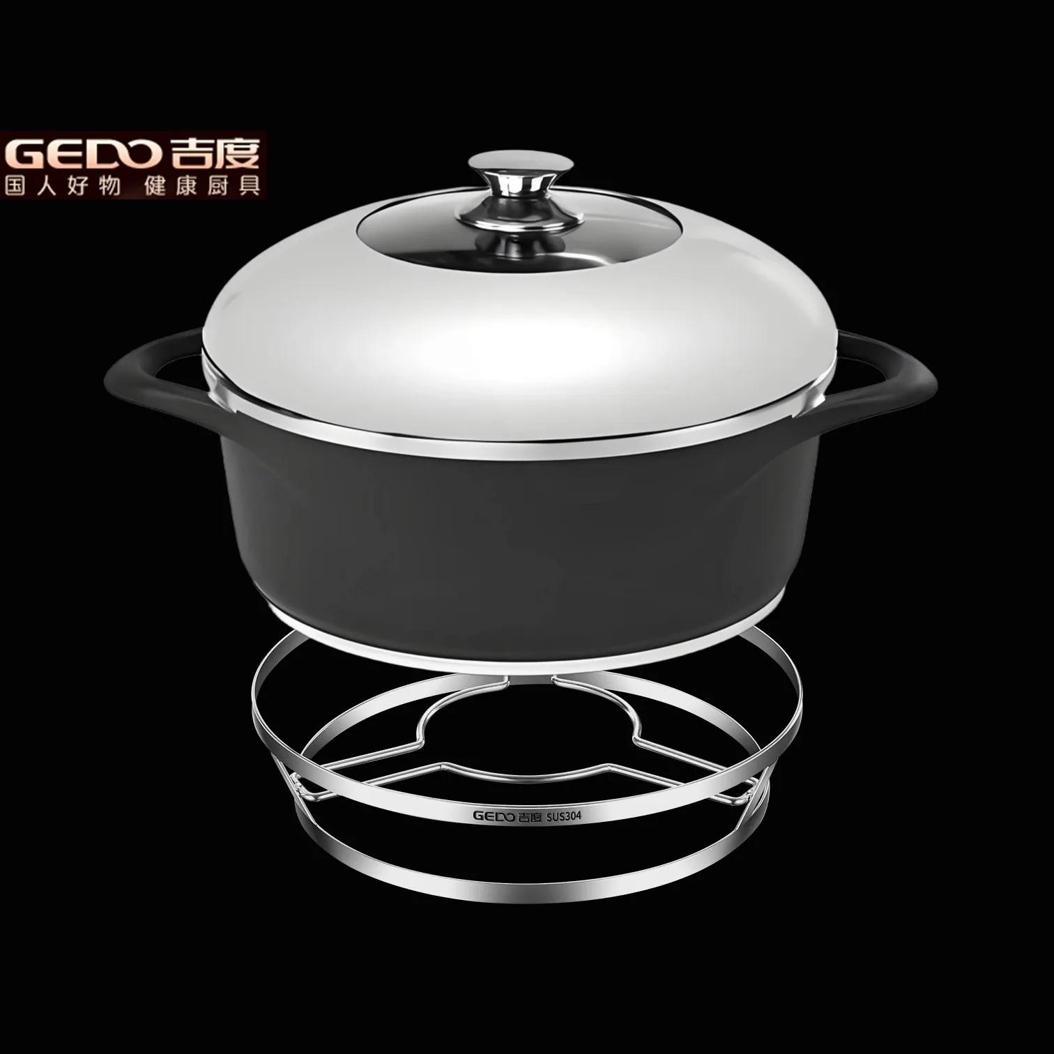 

LFGB Certification 304 Stainless Steel Kitchen Pot Holder Ultra Thick Food Steaming Rack 22.5cm Diameter Heatproof Plate Base