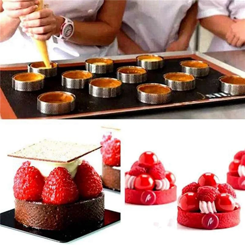 

ABUN-36 Pack Stainless Steel Tart Rings,Perforated Cake Mousse Ring,Cake Ring Mold,Round Cake Baking Tools 6Cm
