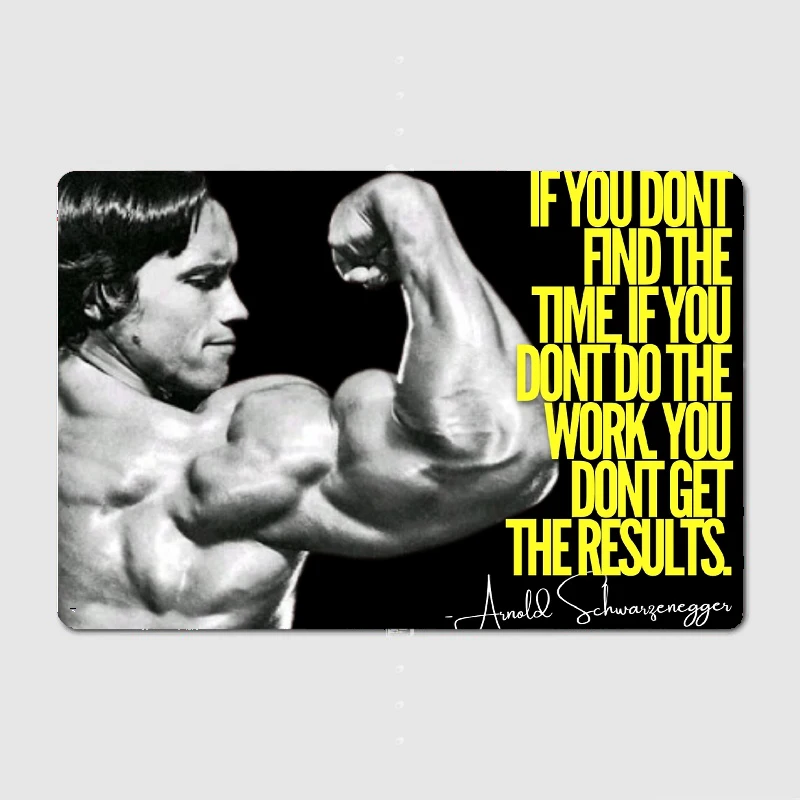 ARNOLD SCHWARZENEGGER - FIND THE TIME QUOTE Metal Tin Sign Truck Indoor and Outdoor Home Bar Coffee Kitchen Wall Decoration