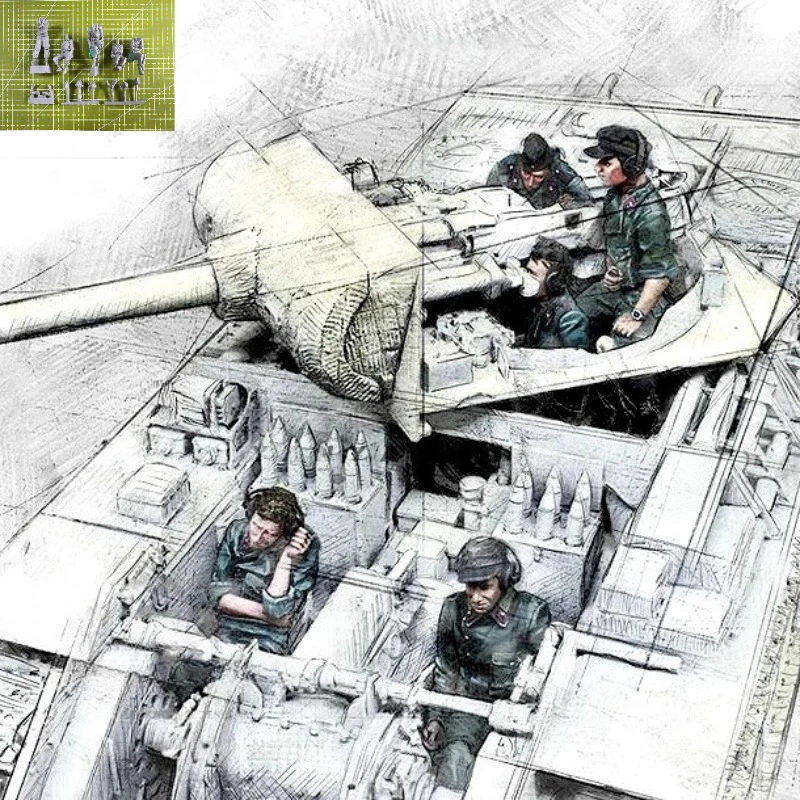

Precision 1:35 Cast Resin Model Tank Armor Soldier 5-person Set Model Assembly Kit Unpainted