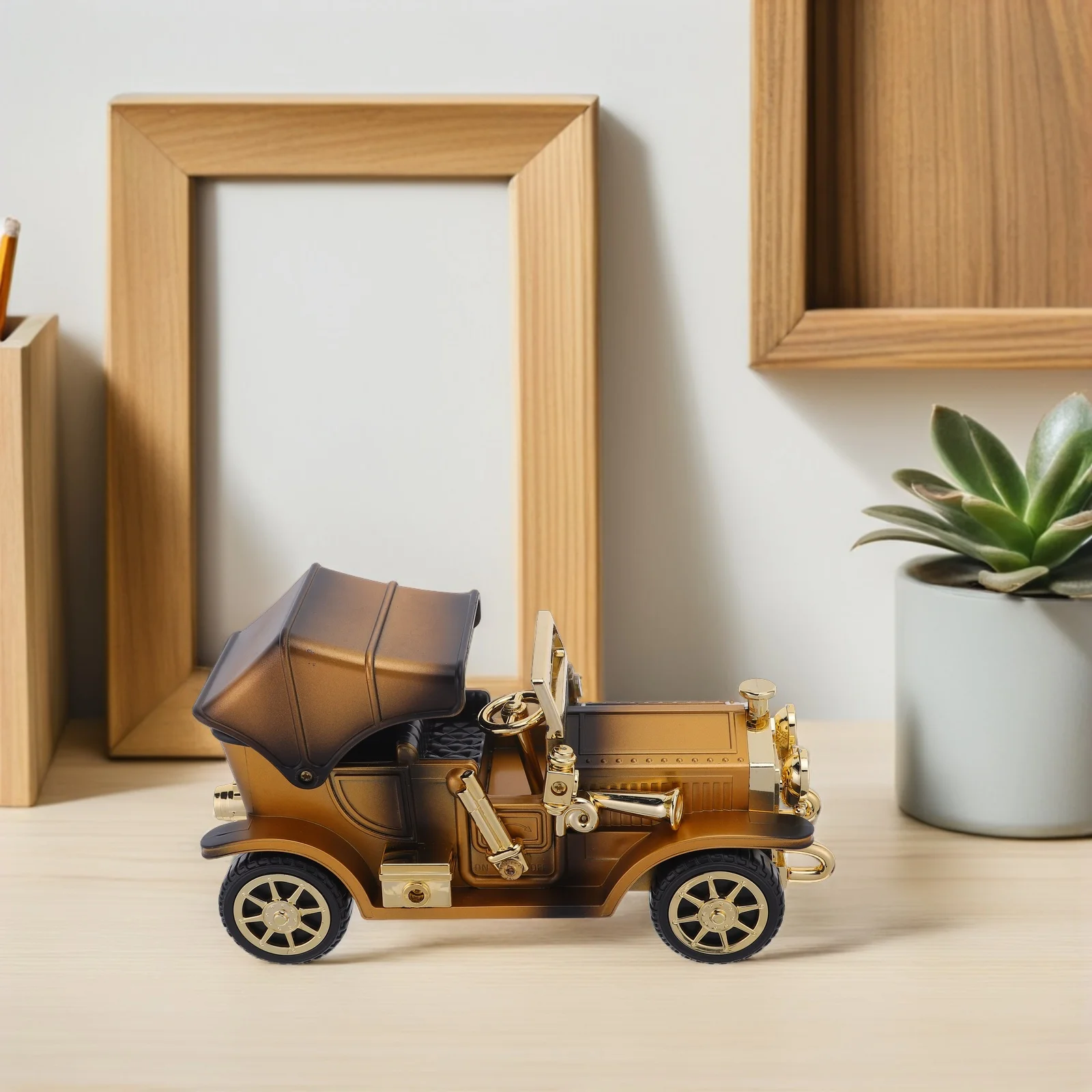 

Vintage Wooden Car Music Box Vehicle Sculpture Decorative Tabletop Retro Car Keepsake Present for Dad