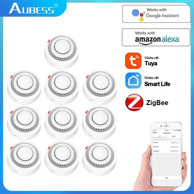 

ZigBee/Tuya WiFi Smoke Detector Alarm Sensor Smart Home Security Fire Protection Smart Life Works With Google Assistant APP