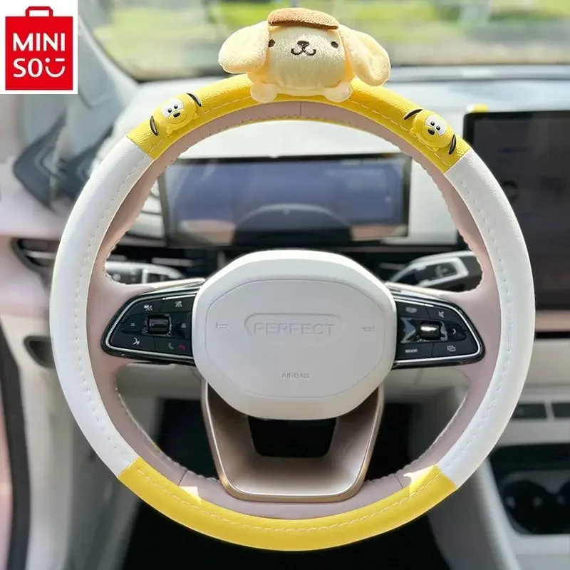 

MINISO car cartoon Kuromi steering wheel cover anti slip, sweat absorbing, wear-resistant handlebar cover for all seasons