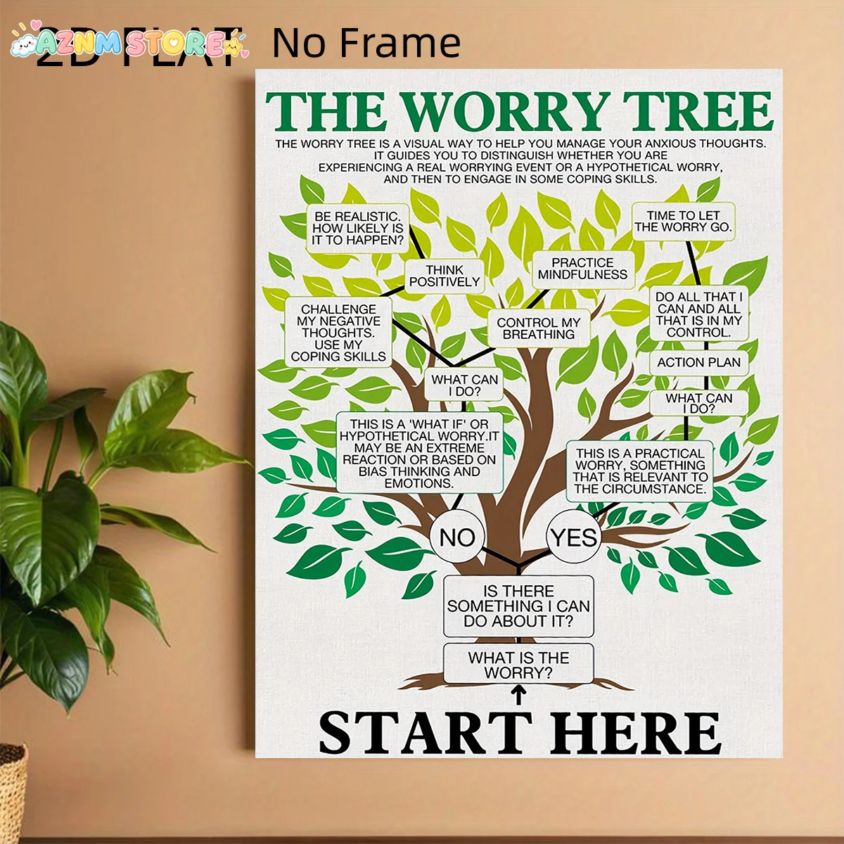 2027,   Unframed Canvas Art, Themed 'Melancholy Tree', Focusing on Mental Health. Perfect for Decorating Therapy Offices, Pro