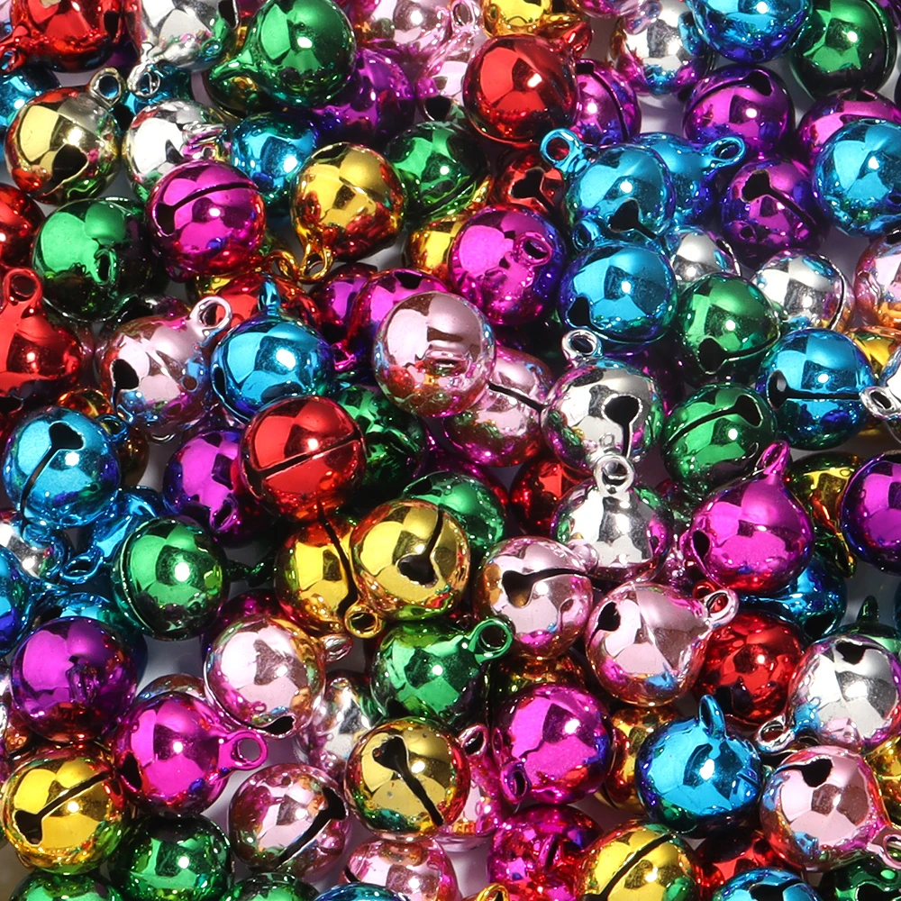 10-50pcs Iron Vacuum Plated Christmas Bell Beads Colorful Loose Beads For DIY Jewelry Decoration Pendant Accessories Wholesale