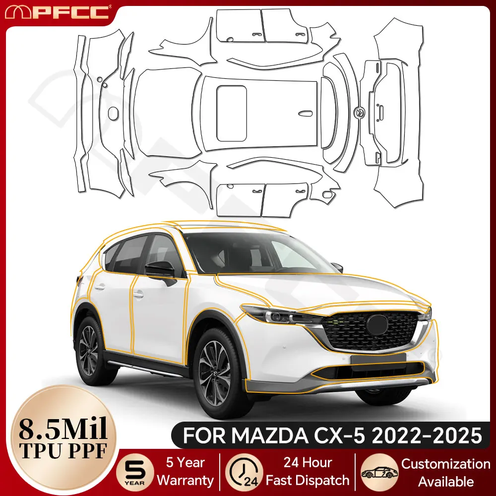 

For Mazda CX5 CX-5 2022-2025 Anti-scratch TPU Paint Protection Film Pre-cut PPF Car Body Clear Bra Invisible Resistant Kit