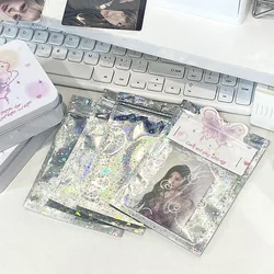 MINKYS ins Silvery Star 50pcs/pack Kpop Toploader Card Photocard Storage Bag Idol Photo Cards Protective Case Stationery