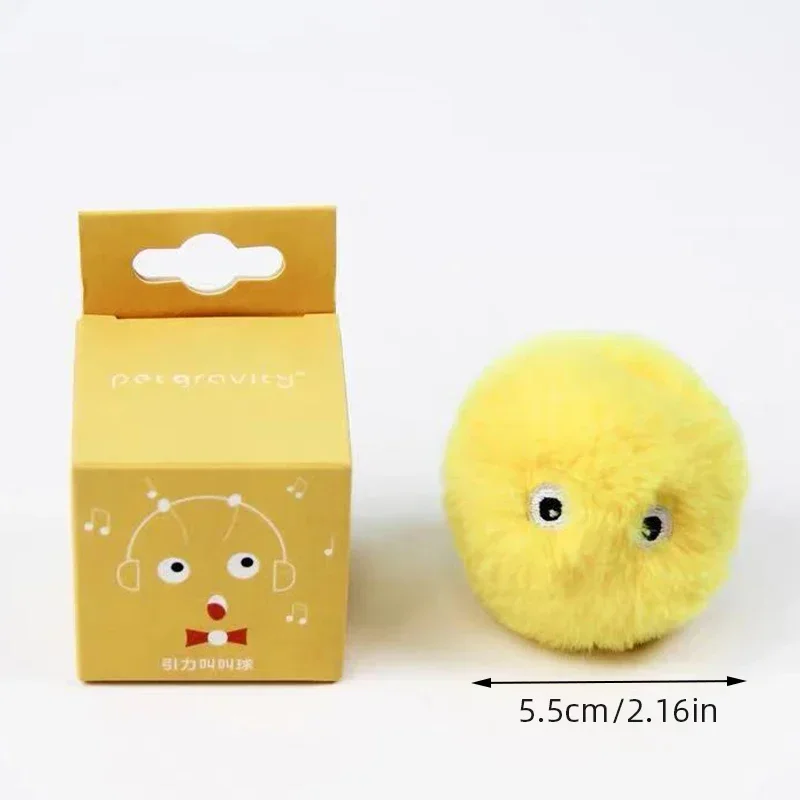 Pet Calls Ball Cat Sounds Out Loud Toy Ball Teases Cat Mint Gravity Plush Ball Bird Calls Insect Chirping view 6