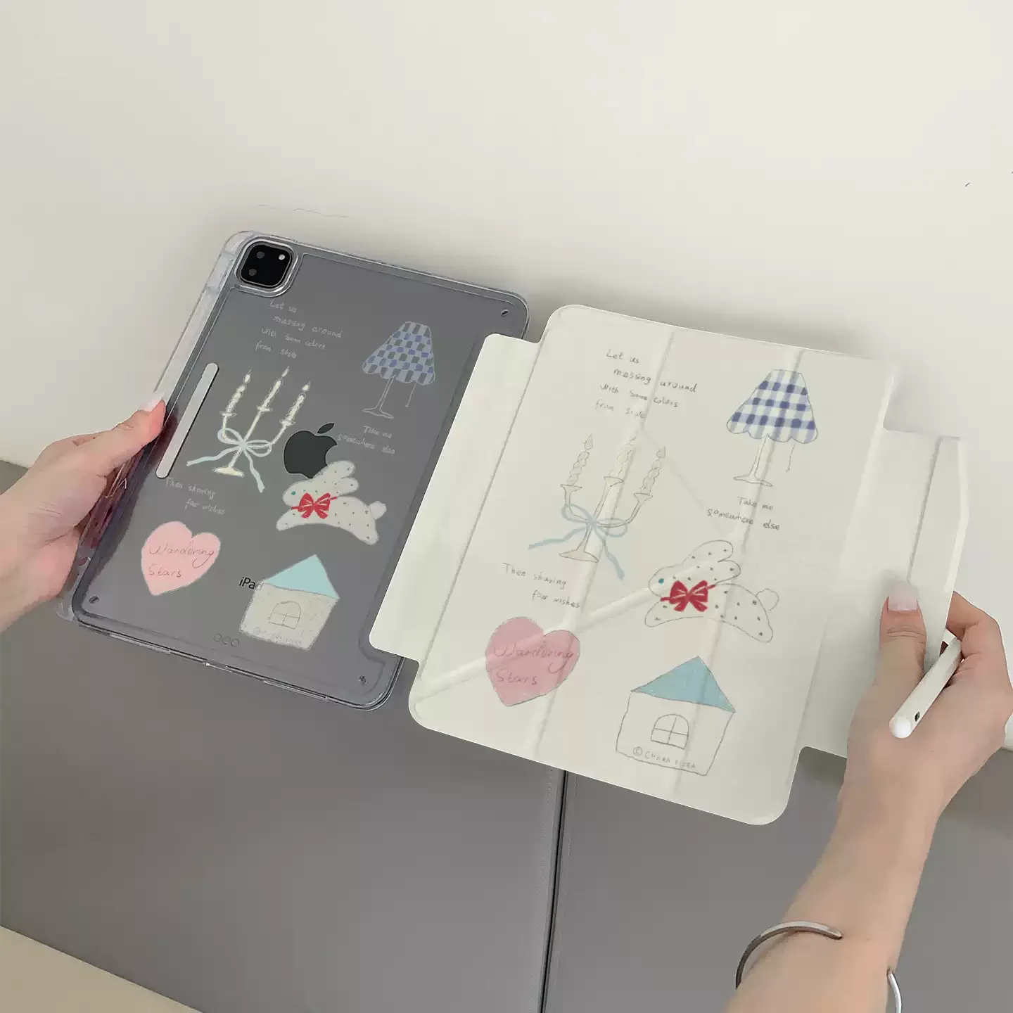 

Чехол-подставка для iPad Pro 11, 12.9, 13 (M2, M3, M4, M5), 8.3, 9.7, 10.2 (5/6/7/8/9/10/11 поколений), Air 4, 5, 6 с дизайном «Кролик и свеча»