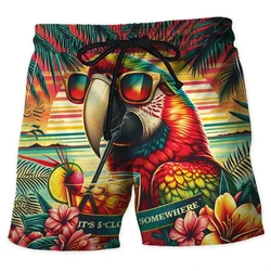 Parrot Graphic Short Pants For Men Clothes Hawaii Bird Beach Shorts Aloha Surfing Trunks Parrots Trousers Male Bermudas Trousers