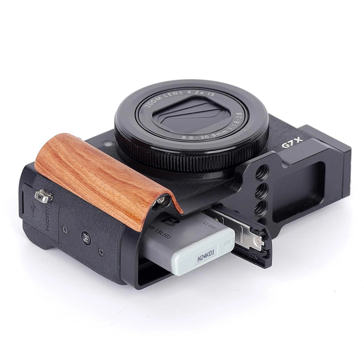 For Canon G7X III /G7X II Wooden L Bracket Holder Hand Grip, Quick Release L Plate For Arca-Swiss Tripod, Vlog Video Photography