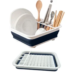 Kitchen Dry Storage Basket Drainer Organizer Foldable Dish Rack Dinnerware Bowl Rack Tableware Plate Storage Kitchen Accessories