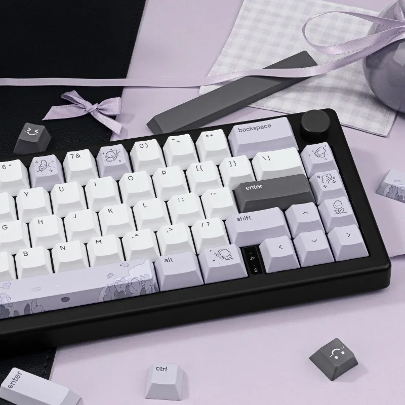 Lilac Theme Keycaps Set Customized PBT Sublimation Cherry Profile Keyboard Cap 134keys for Mechanical Keyboard Accessories Gifts