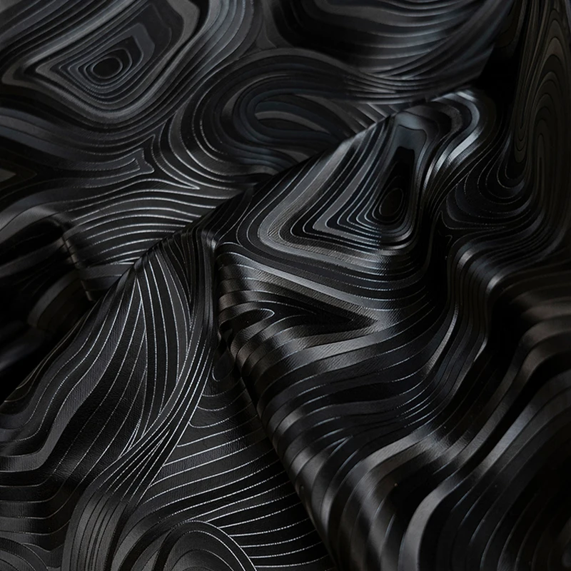 

50*140cm Ultrasonic Water Ripple PU Leather Fabric For DIY Sewing Silhouette Jacket Garments Designer Fabric