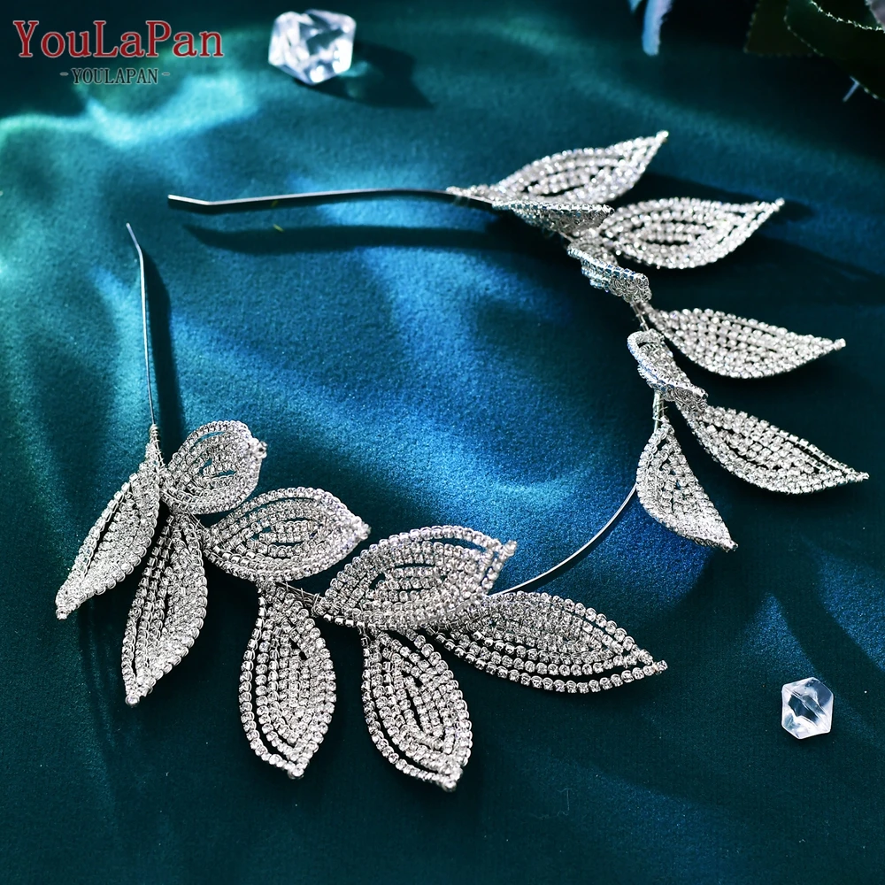 YouLaPan Rhinestone Leaves Headband Woman Jewelry Hair Accessories Bridal Crystal Headwear Princess Party Hair Hoops HP615