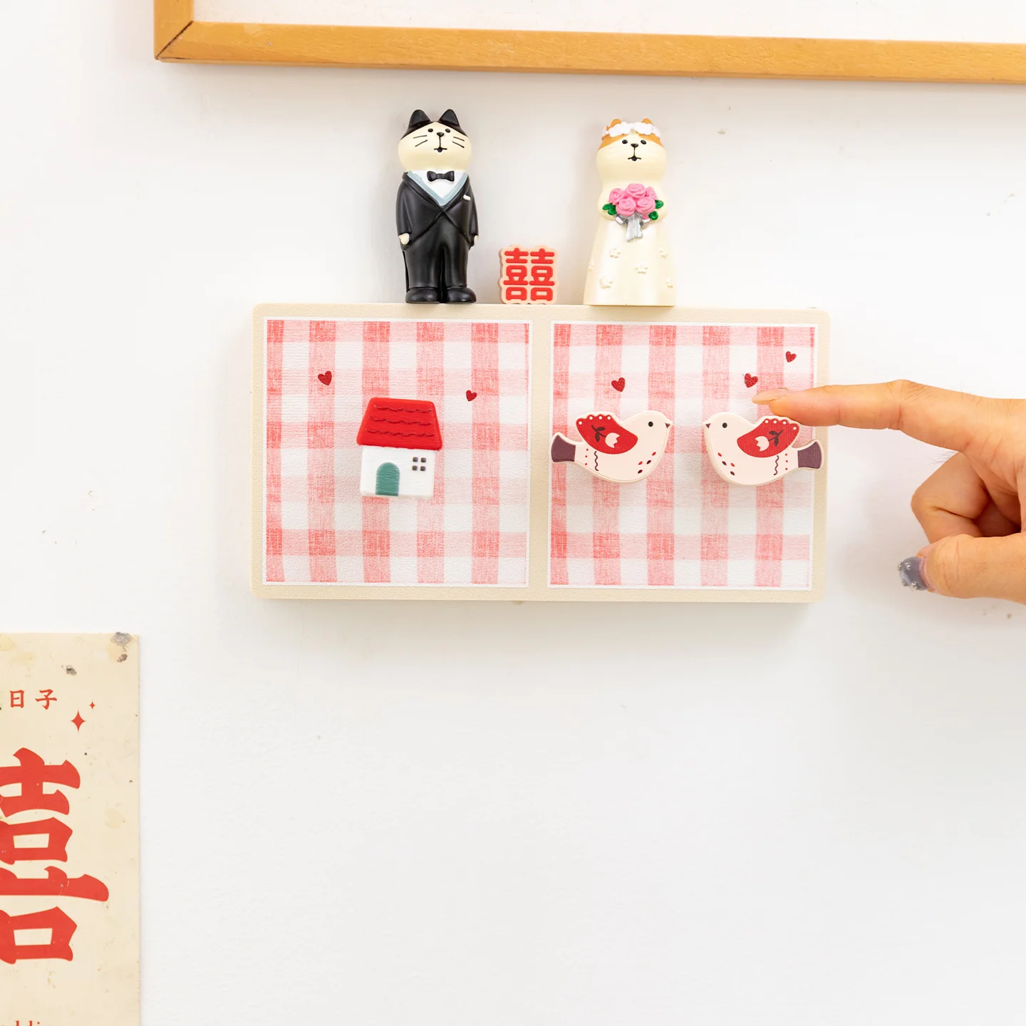 Creative Cartoon Cute 3D Printing Switch Decor Frame Protective Cover Home Beautification Wall Sticker Dorm Pink Room Decor Gift