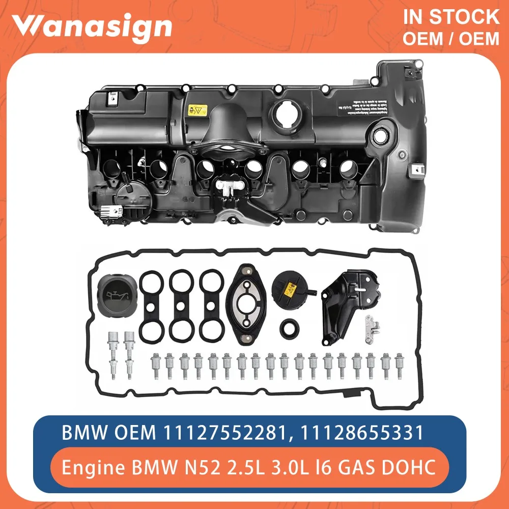 

Engine Valve Cover w/ Gasket & Bolts Fit 2.5 3.0 L For BMW E82 E90 X5 128i 328i Z4 X3 X5 N52 N52B25 N52B30 2.5L 3.0L l6 GAS DOHC