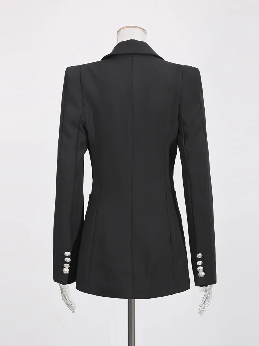 Twotwinstyle 固体痩身スプライシングダブルブレストジャケット女性のためのラペル長袖気質ジャケット女性服新