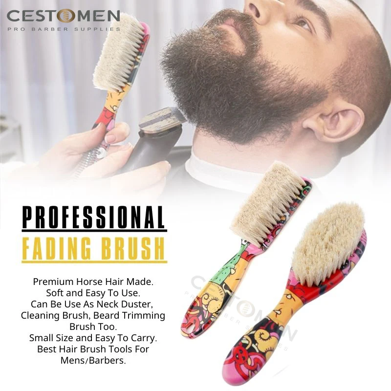 NEW Professional Barber Fade Brush Neck Dusting Horse Hair Brushes Graffiti Beard Shaving Facial Cleaning Brush Styling Tools