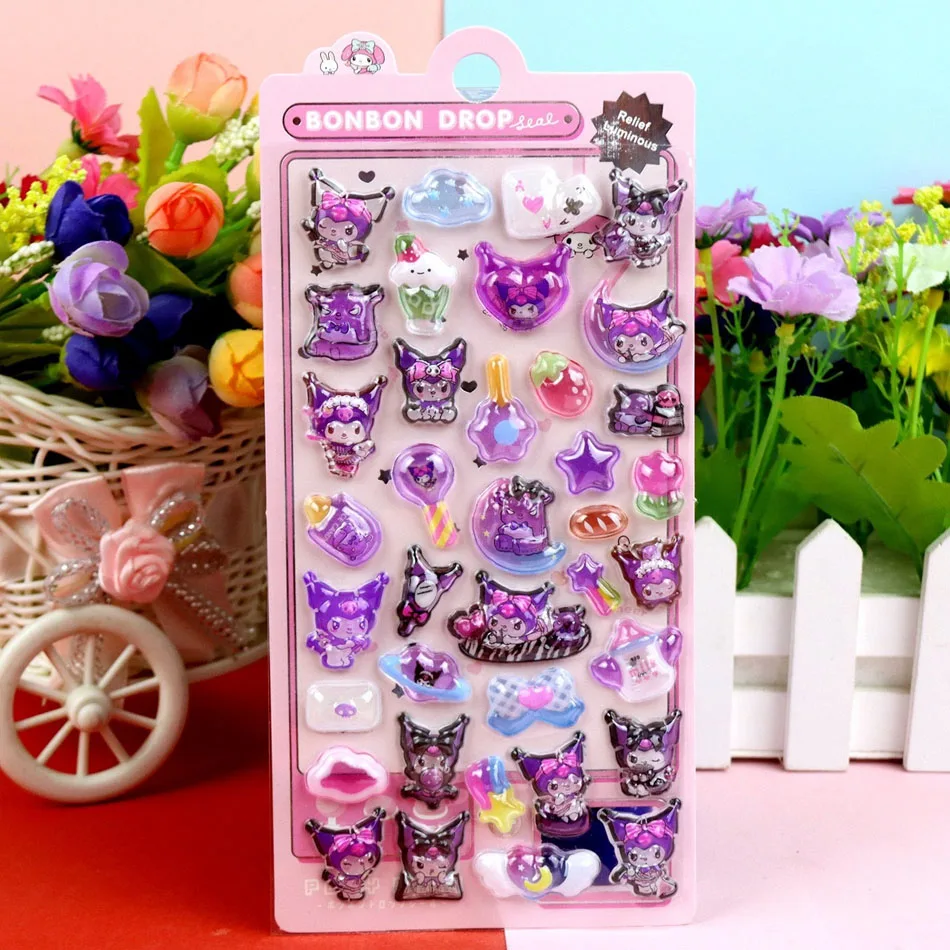 لطيف أنيمي مرحبا كيتي كورومي سينامورول ثلاثية الأبعاد سانريو ملصقات شفافة هلام كريستال ملصق مزخرفة جراب هاتف لتقوم بها بنفسك لعبة أطفال