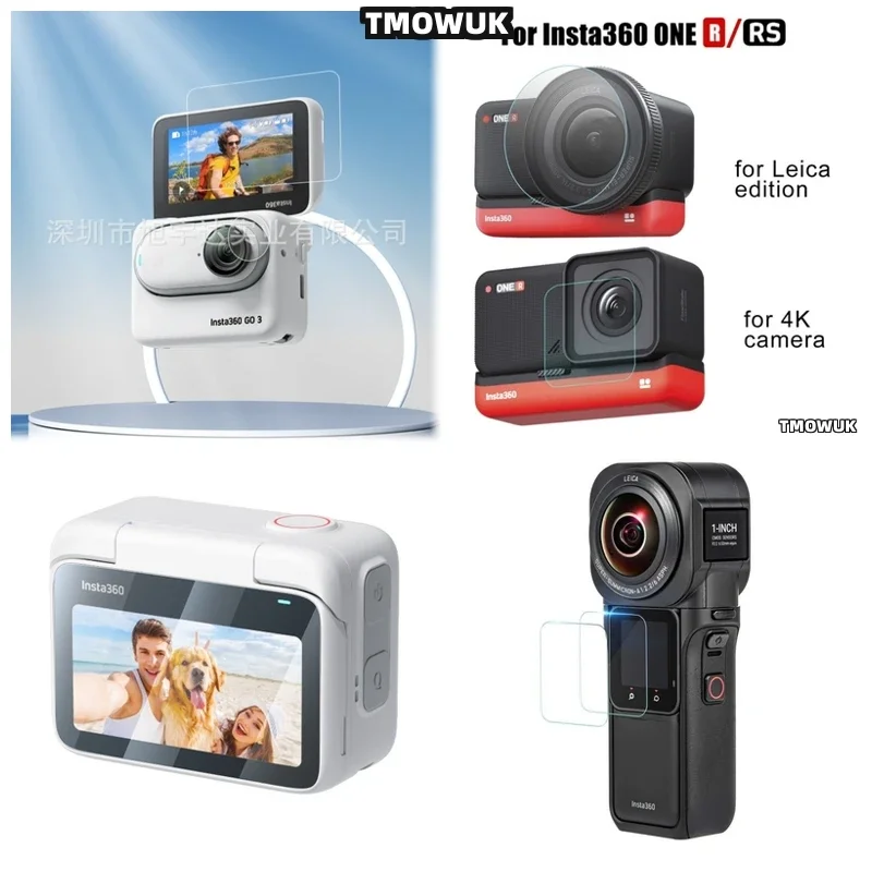 

For Insta360 GO3S Case For One RS Link 2 Link 2C GO 3 3s ACE Pro AcePro 2, Hard Tempered Glass LCD Screen Protector + TPU Soft L