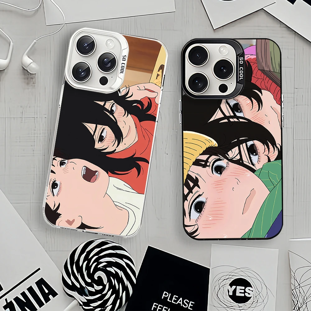 Manga movie For iPhone 11 12 13 14 15 16 Pro Max Plus Black White Shockproof Cover Laser IMD Phone Case L-Look Back