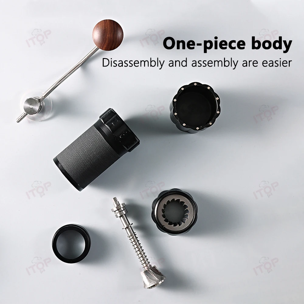 ITOP HG60 Manual Coffee Grinder Patented Ghost Tooth Burr 48mm Titanium Scale Outside Pourover Grinder Portable 30g Powder Cup