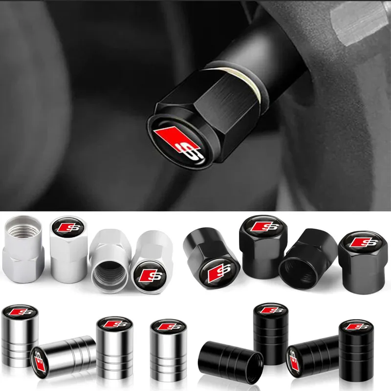 4Pc/set Car Wheel Tire Valve Caps Air Stem For Audi A5 A6 C6 C5 A1 A7 A8 Q2 Q3 S3 A4 B5 B6 A3 8P 8V 8L Rs S Tyre Plug Accessorie