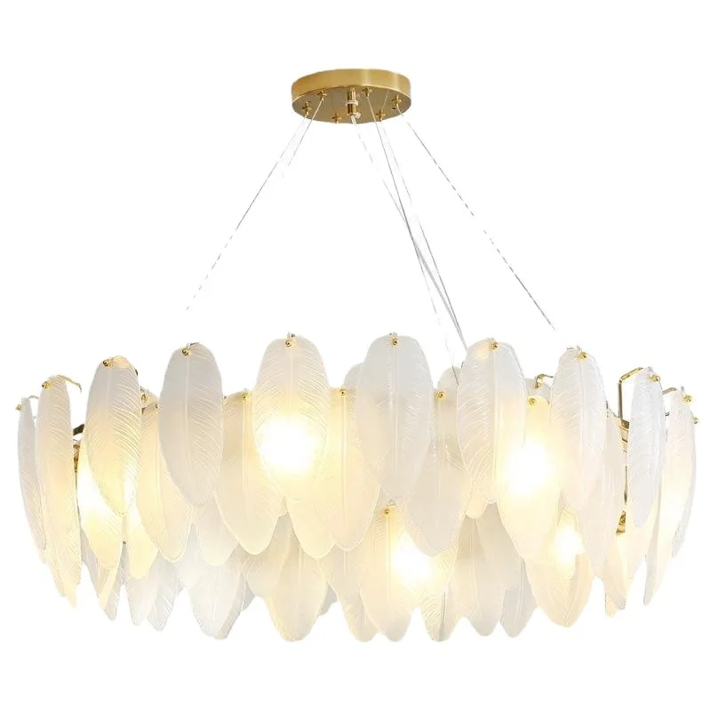 

French living room chandelier, cream wind feather creative dining room lamp