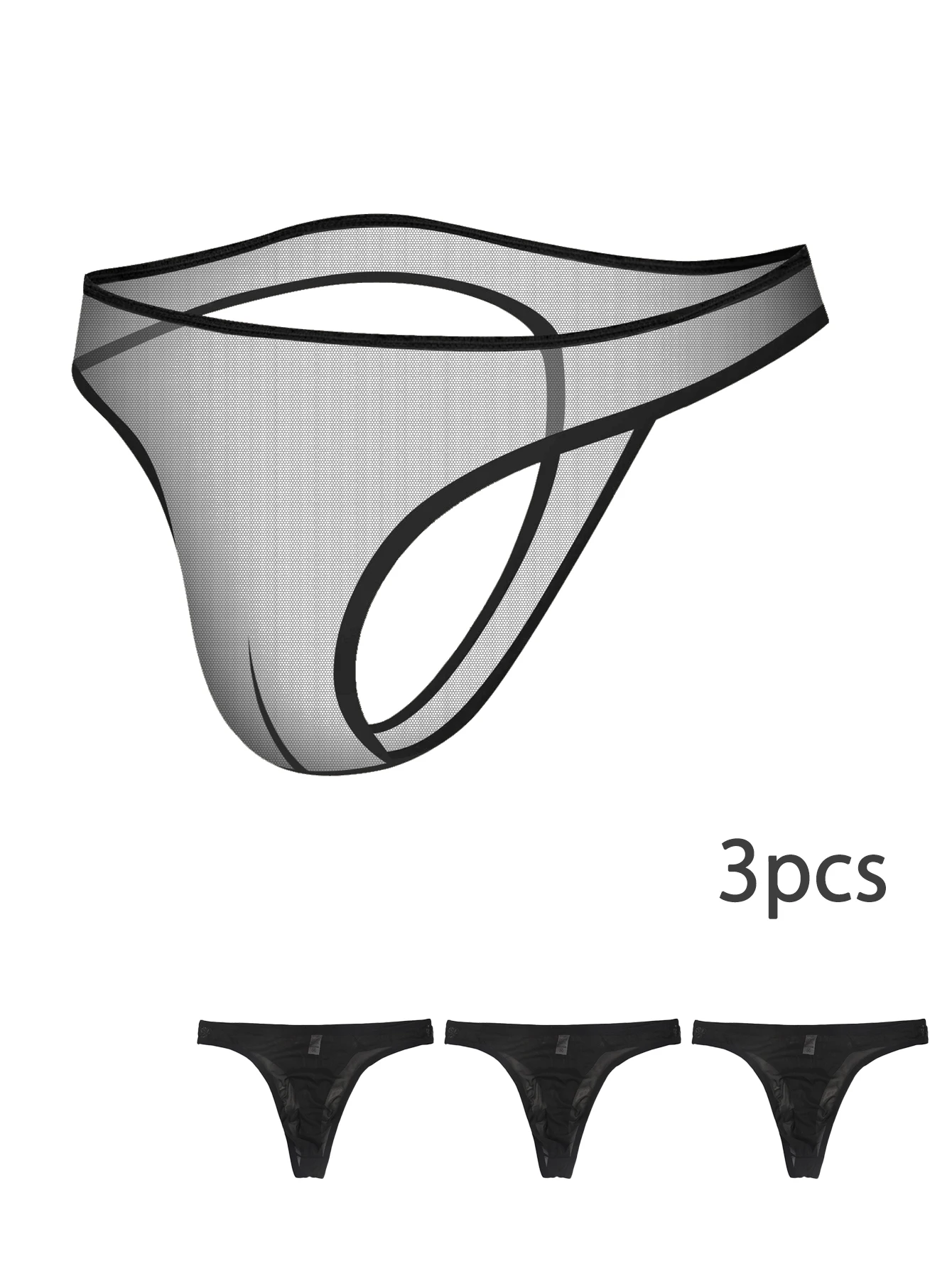 

Мужские дышащие сексуальные сетчатые стринги, однотонное черное сексуальное женское нижнее белье, 3 шт.