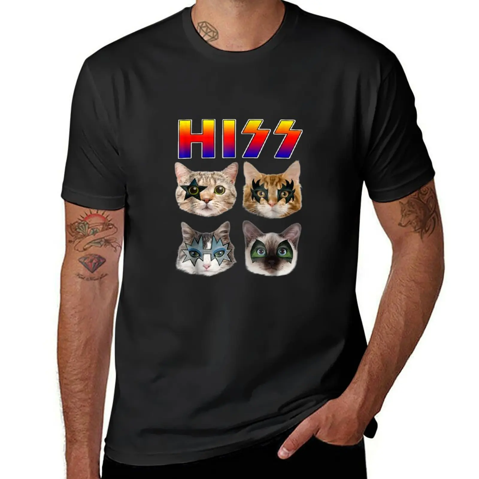 

Hiss Funny Cats Kittens Rock Rockin' T-Shirt man clothes graphic t shirts heavyweights mens t shirt