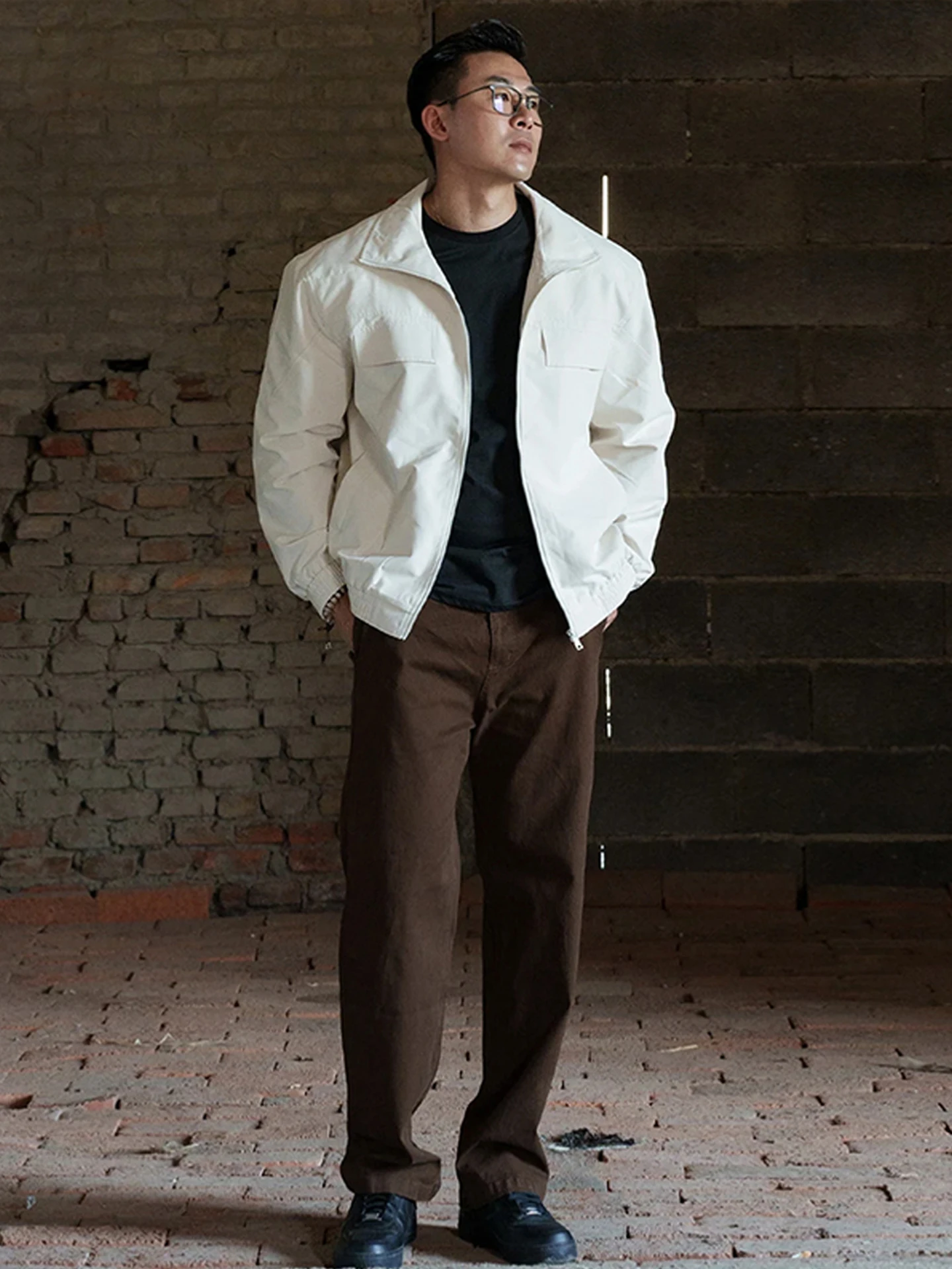 Men's Short Hard Shoulder Three-Proof Jacket Autumn Casual Outdoor Workwear Stylish Youth Trend Waterproof Windproof Breathable