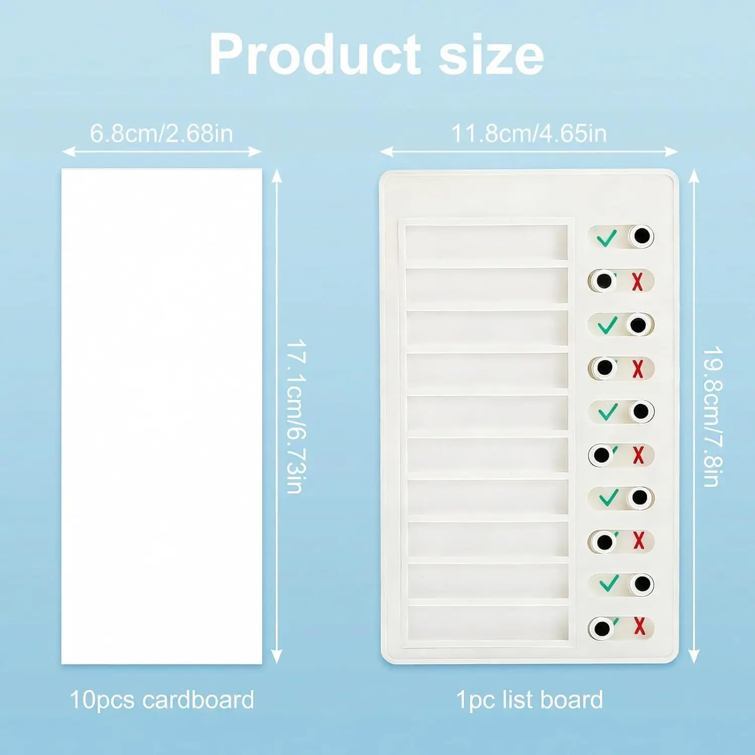 To do list board, plastic note board, detachable message board list slider, Desk with 10 Slidersschedule planning board, used for checking project accessories