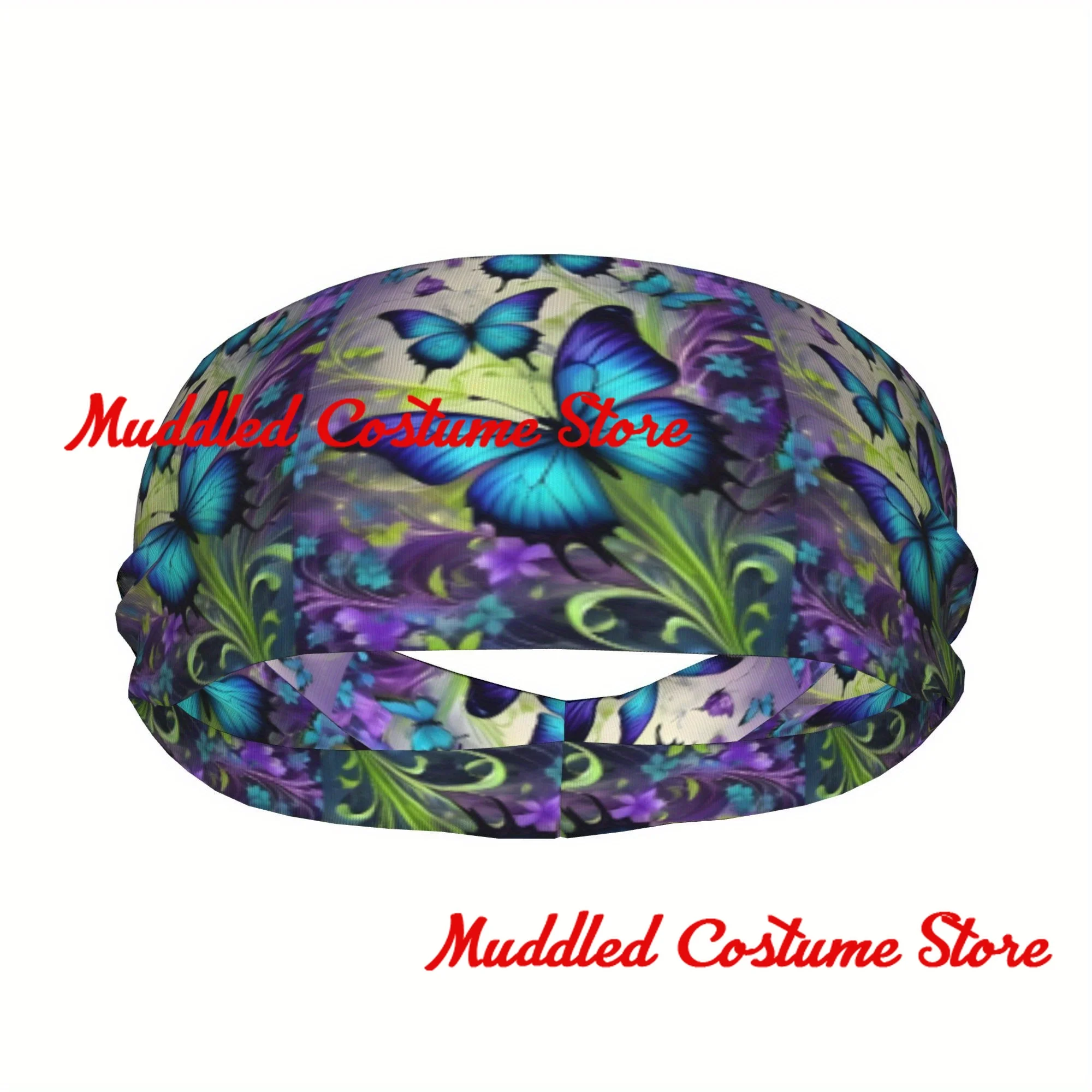 

Спортивная повязка на голову с принтом бабочки, эластичная повязка на голову для йоги и фитнеса, эластичная повязка на голову