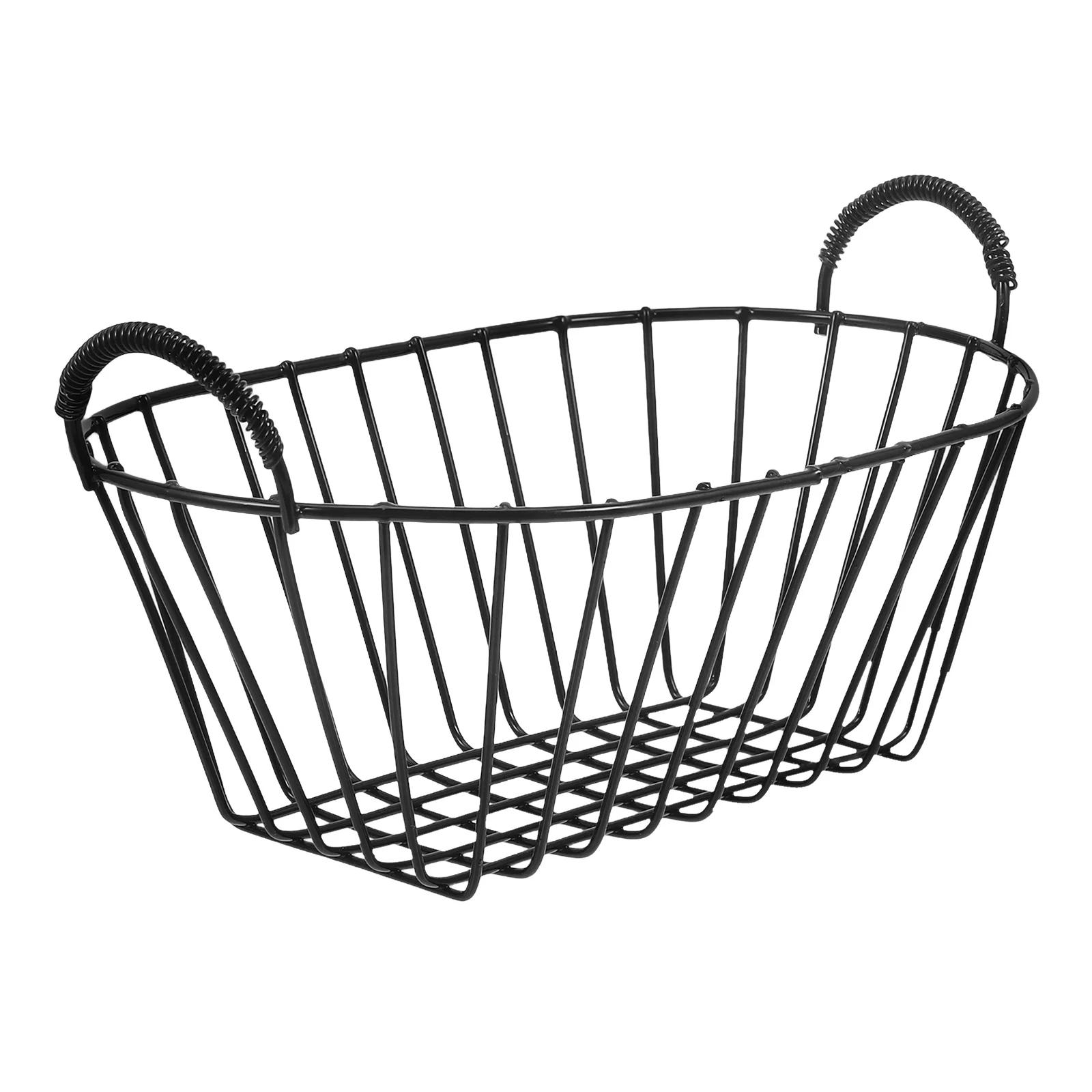 

Iron Wire Storage Basket Black Mini Kitchen Fruit Egg Collector Bread Baskets Metal Snack Organizer Wire For Baby Eggs Easy