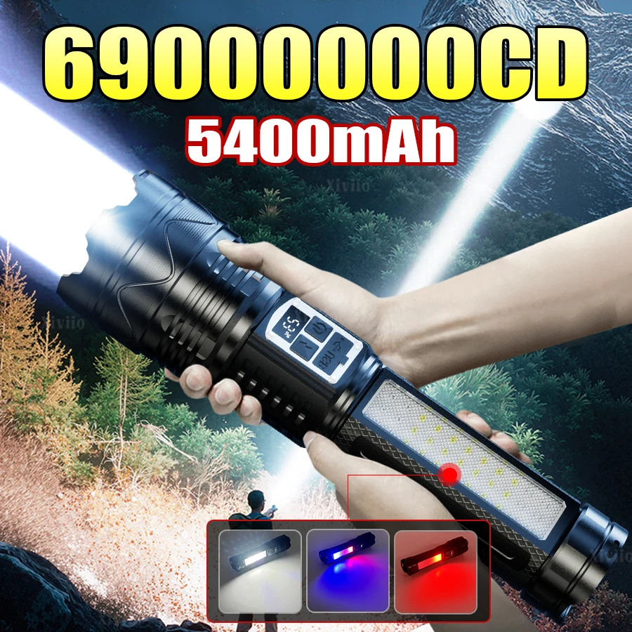 NEWEST 2027 690000000LM Ultra Bright Big Flashlight High Power Rechargeable LED Torch Light Outdoor Fishing Camping Hand Lantern