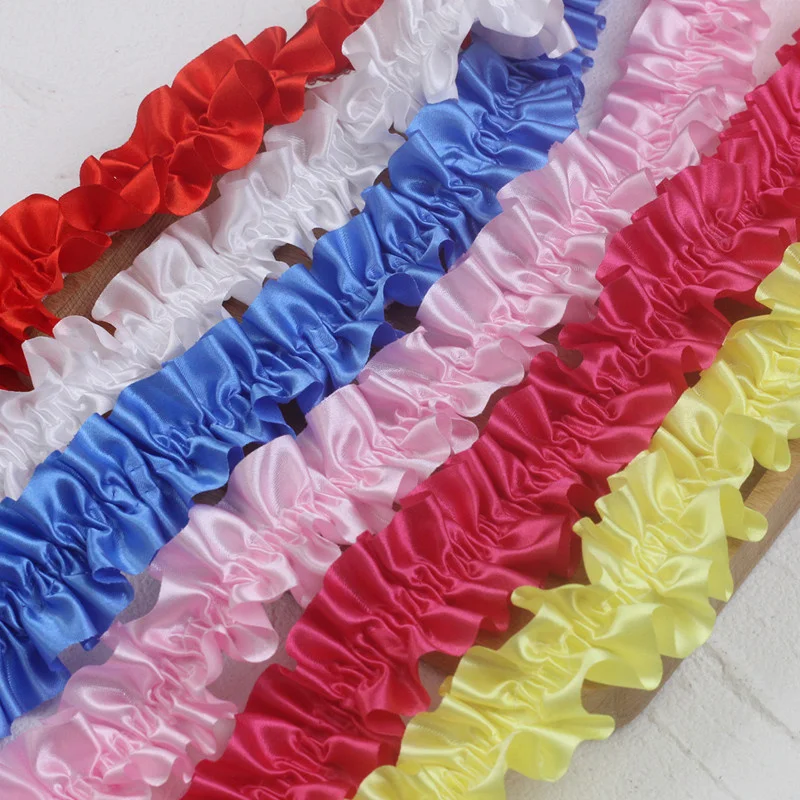 Lolita Center Pleated Elastic Satin Ribbon Lace Diy Ladies Hair Hoop Headdress Toy Clothes Skirt Sewing Dresses For Women 2025