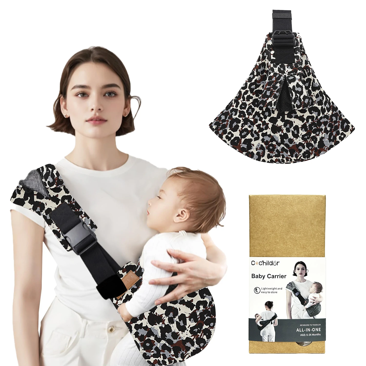 

Hands Free Baby Sling Carrier Wrap - Adjustable & Ergonomic Infant Carrier for Newborn to Toddler (3-36 Months), Lightweight Por