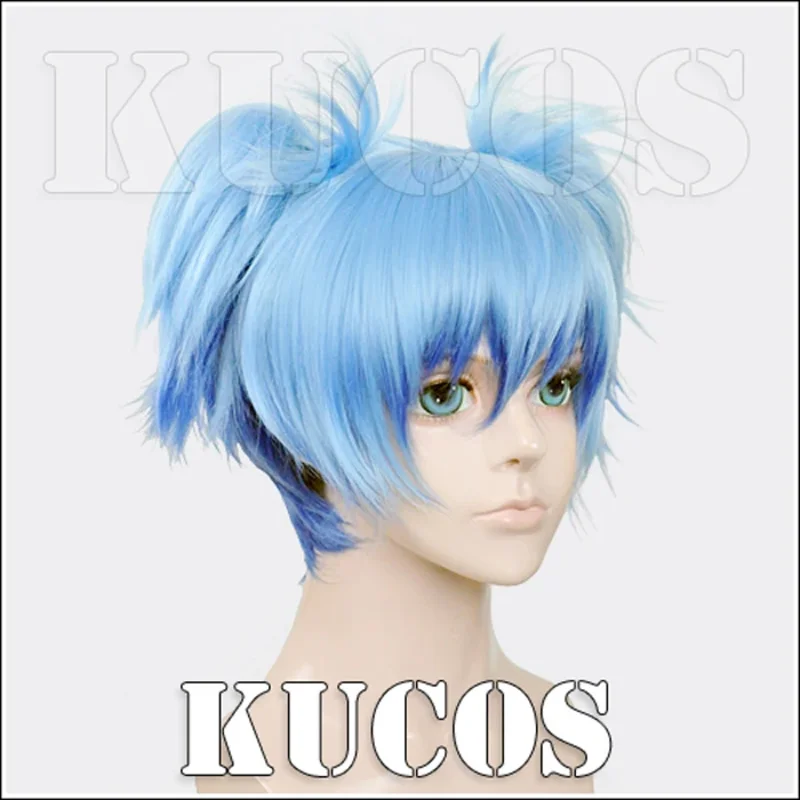 sisi 2233Anime Assassination Classroom Nagisa Shiota Short Blue Ombre Ponytail Hair Heat Resistant Cosplay Costume Wig + Track +