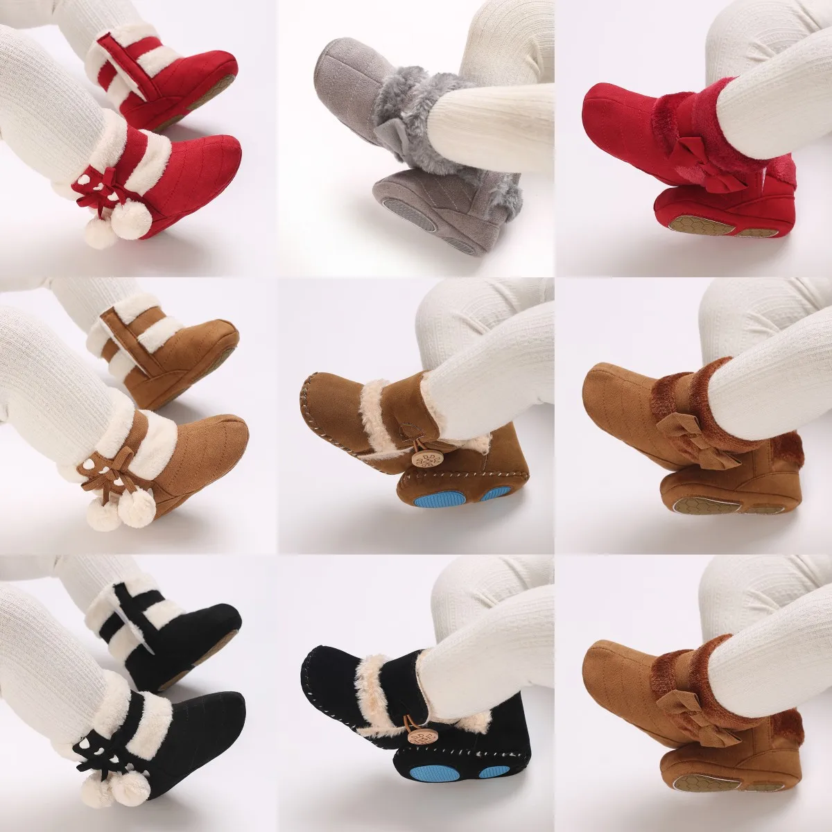 

Модная зимняя плюшевая детская обувь для детей 0-18 месяцев с украшением в виде узла-бабочки, хлопковые сапоги, нескользящие теплые плюшевые сапоги на мягкой подошве
