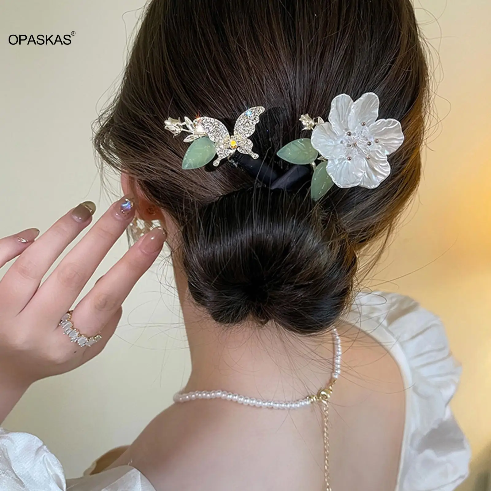 Half Hair Updo Artifact Hair Catching Fluffy Simple Lazy Barrettes Korean Bud-like Hair Style Crystal Flower Hair Band Headdress