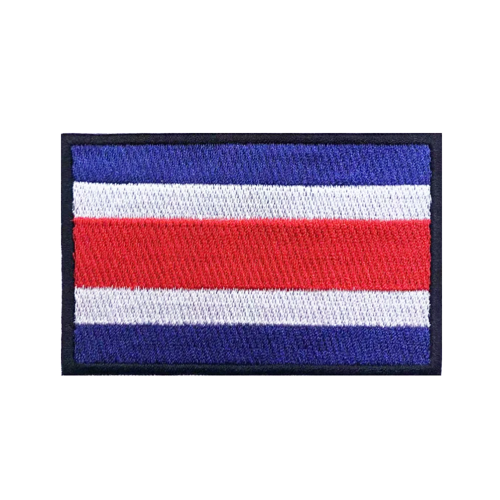 Costa Rica Flag Patches Armband Embroidered Patch Hook & Loop Iron On Embroidery  Badge Military Stripe