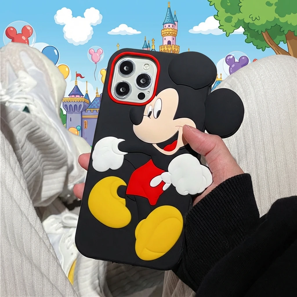 

Чехол для телефона с Микки Маусом, совместимый с iPhone 17, 16 Pro Max, 14, 12, полностью закрывающий силиконовый защитный чехол для Apple