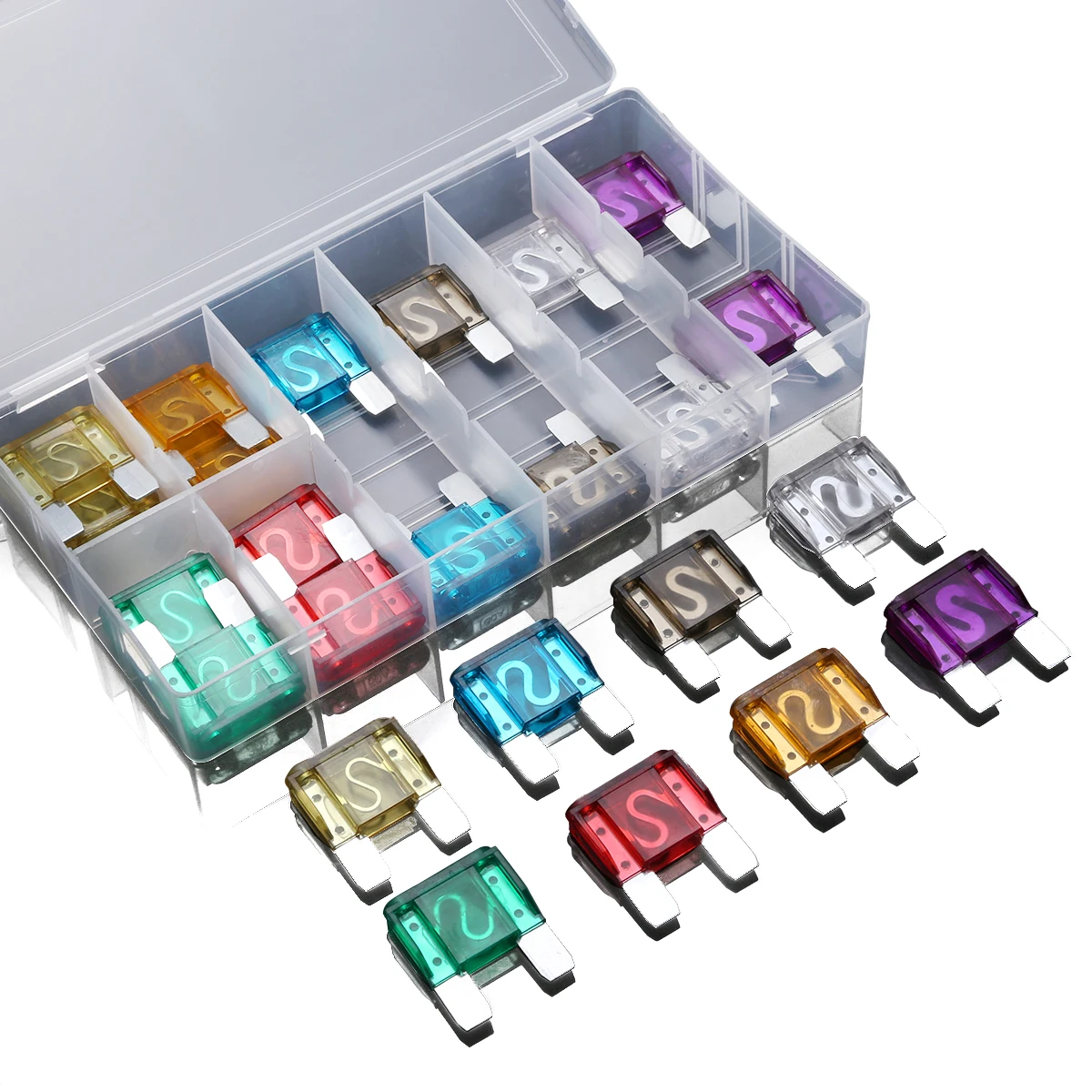 24pcs 8 Kinds Car Truck RV Electrical Fuse Kit Big Maxi Blade Fuse Assortment Set 20A-100A for Auto Car Suv Home  ﻿ ﻿