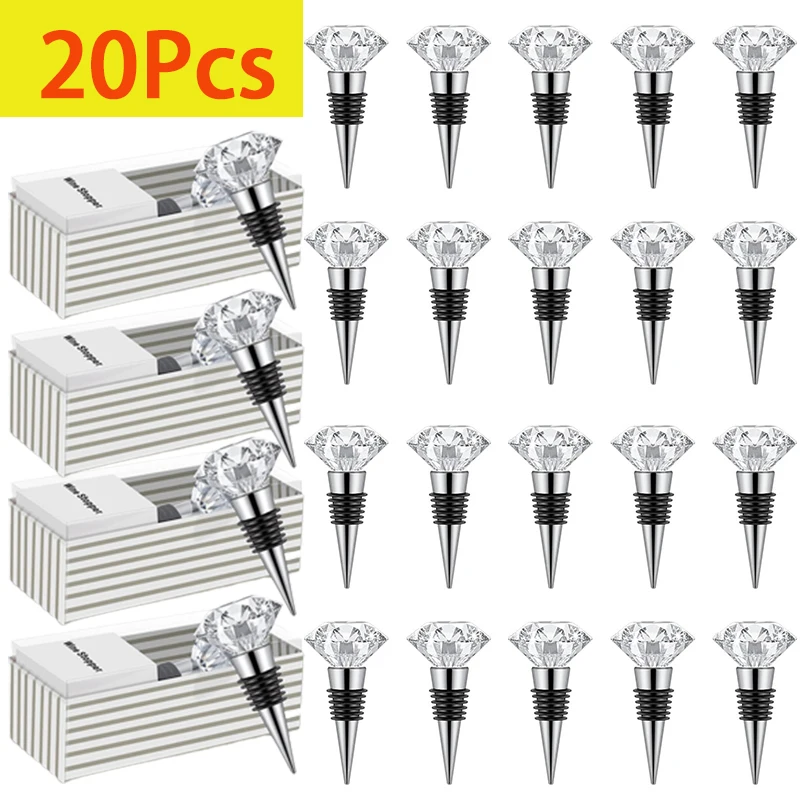 

20Pcs Reusable Wine Stopper Cork Plug Leakproof Diamond Crystal Wine Stopper Crystal Metal Bottle Sealer Wine Bottle Stopper